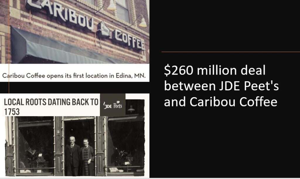 JDE Peet and Caribou Coffee $260M deal